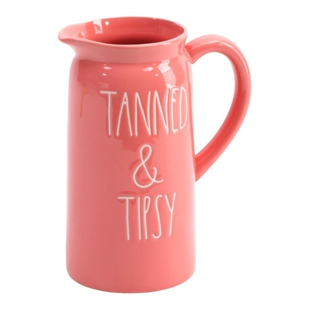 Rae Dunn Pink Tanned and Tipsy Drink Pitcher